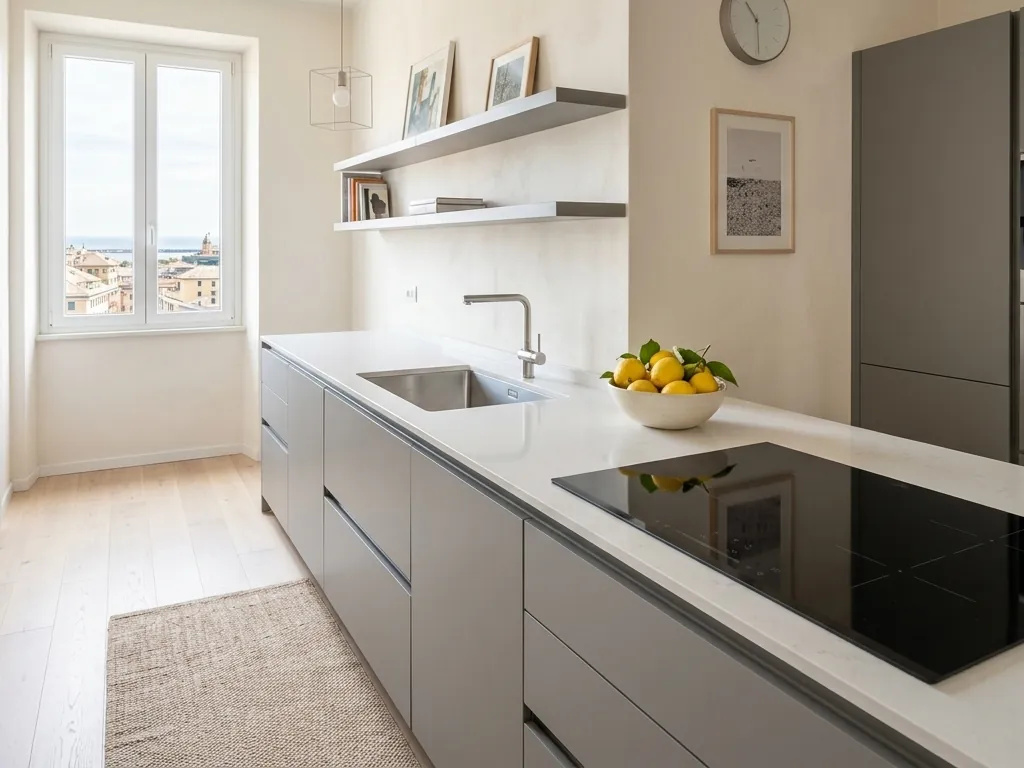 Cucina di un appartamento privato a Brescia dopo le pulizie domestiche PerfectClean