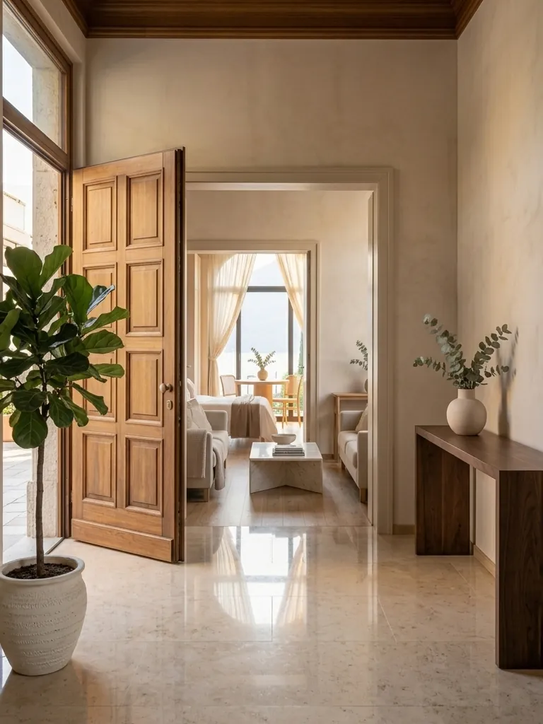 Ingresso in marmo lucidato di una villa di lusso a Manerba del Garda dopo l'intervento PerfectClean